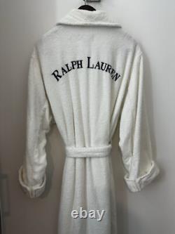 White Rare Vintage Ralph Lauren Spell Out Logo Terrycloth Bath Robe Mens sz M L