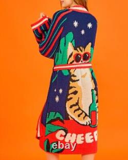 Wiggle Wiggle Drunken Cat Lounge Long Bathrobe Night Fluffy Soft Dressing Gown