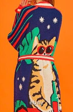 Wiggle Wiggle Drunken Cat Lounge Long Bathrobe Night Fluffy Soft Dressing Gown