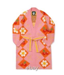 Wiggle Wiggle Smile Cherry Lounge Long Bathrobe Night Fluffy Soft Dressing Gown