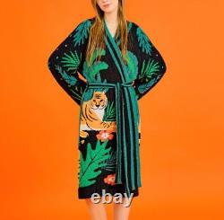 Wiggle Wiggle Tiger Lounge Long Bathrobe Night Fluffy Soft Dressing Gown