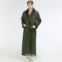 Winter Long Warm Bathrobe Flannel Fur Bath Robe Thermal Dressing Gown Robes