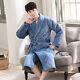 Winter men's bathrobe terry robe three-layer flannel super thick warm nightgown