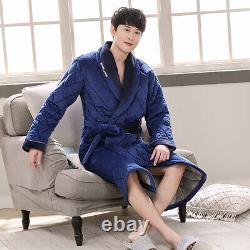 Winter men's bathrobe terry robe three-layer flannel super thick warm nightgown