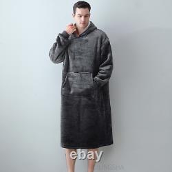 Women Hooded Flannel Plus Size Cartoon Sleep Coral Fleece Bathrobe Nightgowns
