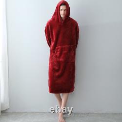 Women Hooded Flannel Plus Size Cartoon Sleep Coral Fleece Bathrobe Nightgowns
