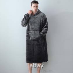 Women Hooded Flannel Plus Size Cartoon Sleep Coral Fleece Bathrobe Nightgowns