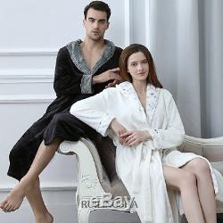 Women Men Extra Long Thermal Flannel Bathrobe Soft Fur Kimono Bath Robe Winter B