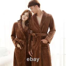 Women Robe Coral Fleece Sleepwear Kimono Bathrobe Gown Couple Sleepwear Flannel