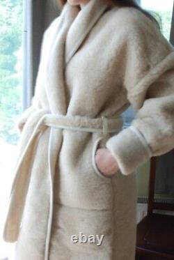 Wool Bath robe with Hood Merino Wool Robe Long Sleeve Dressing SPA Gown