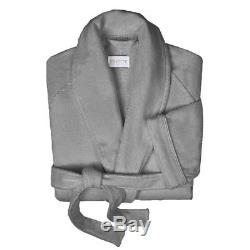 Y-042954 New Frette Velour Cotton Shawl Collar Gray Bathrobe Size L
