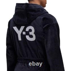 Y-3 Yohji Yamamoto Adidas Men's Embossed Logo Bath Robe Black Size Small HD3307