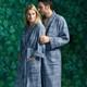 Yves Delorme Leo Large Size Bath Robe In Encre Color