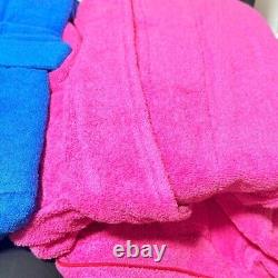 Yves Saint Lauren YSL Pair Bathrobe Blue Pink Gown Coat Cotton 100% Size L, M