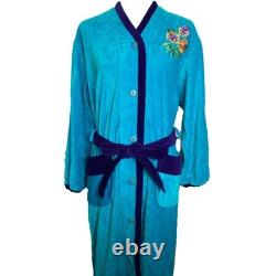 Yves Saint Laurent YSL Bathrobe Robe Dressing Gown Blue Size L Near mint