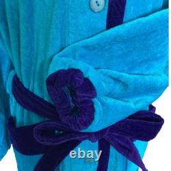 Yves Saint Laurent YSL Bathrobe Robe Dressing Gown Blue Size L Near mint
